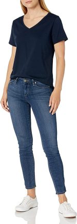 Essentials Women's Classic-Fit 100% Cotton Short-Sleeve V-Neck T-Shirt (Available in Plus Size), Pack of 2 - Image 4